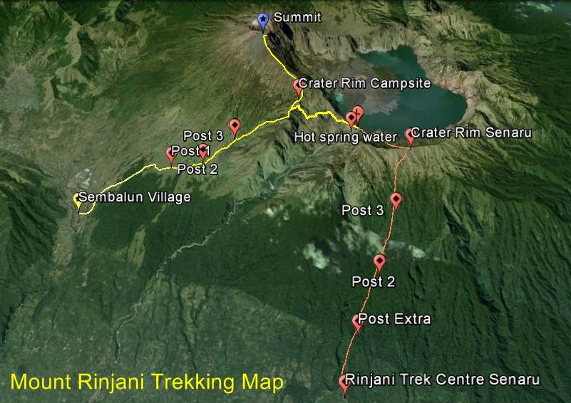 rinjani trekking map